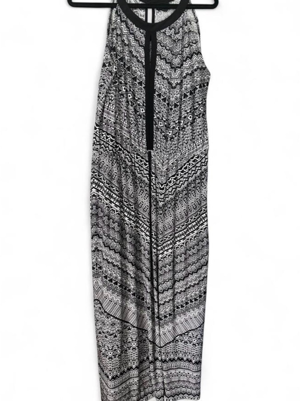 Enfocus Studio Black and White Geometric Halter Maxi Skirt